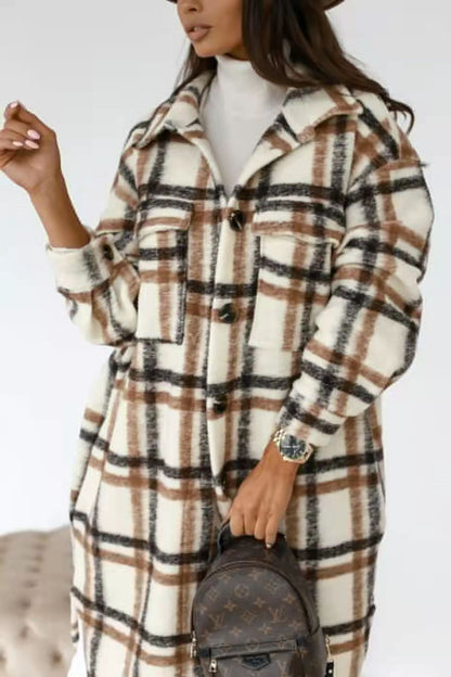 Women's Oversized Plaid Shacket Jacket