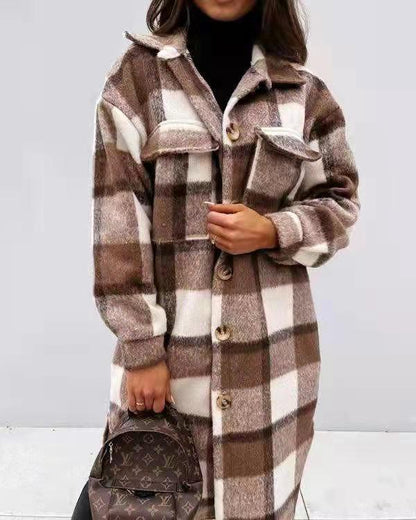 Women's Oversized Plaid Shacket Jacket