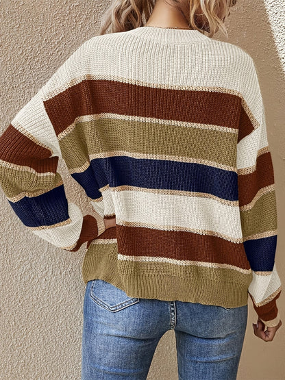 Women's Striped Colour Block Jumper