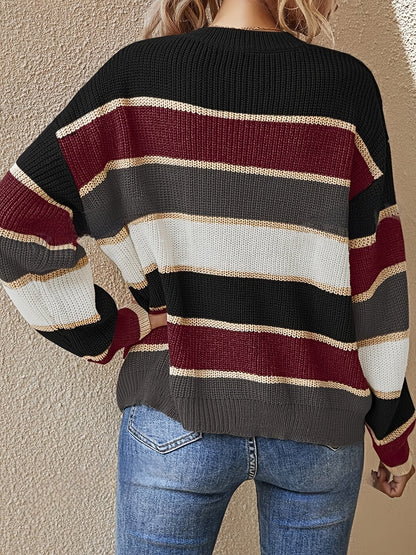 Women's Striped Colour Block Jumper