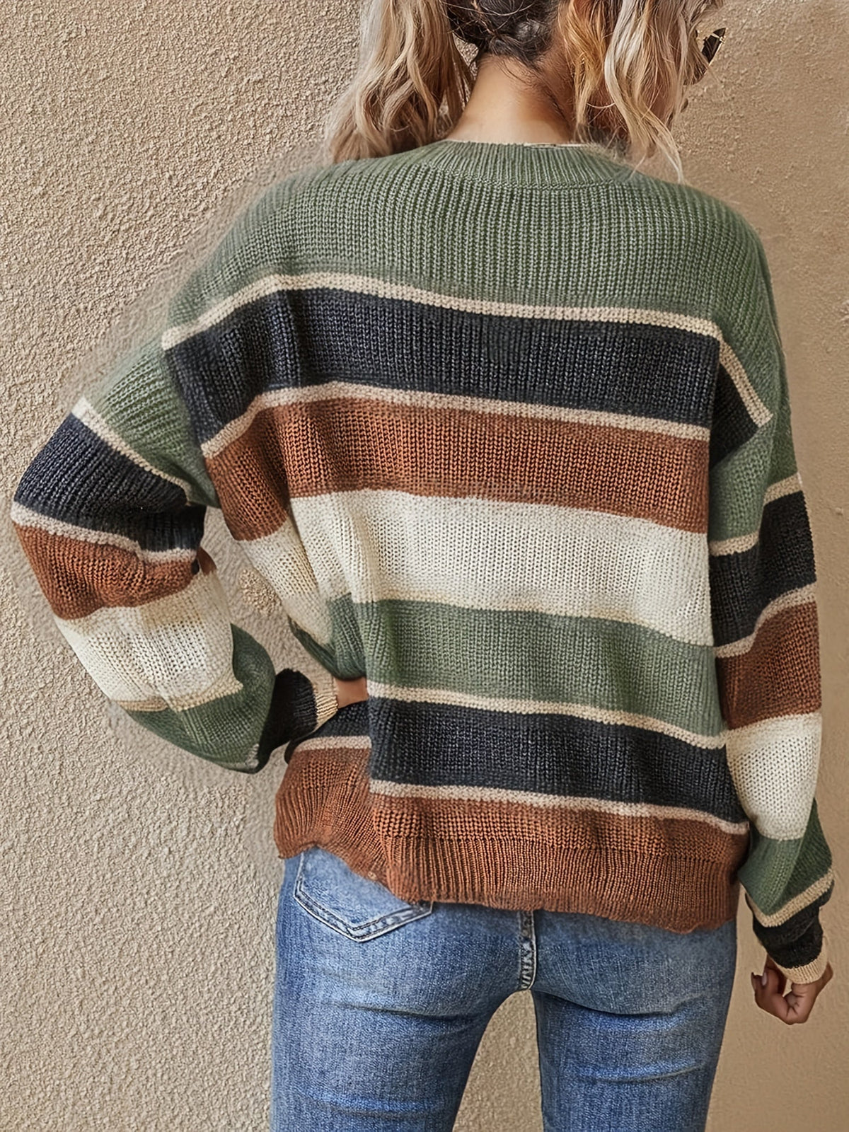Women's Striped Colour Block Jumper