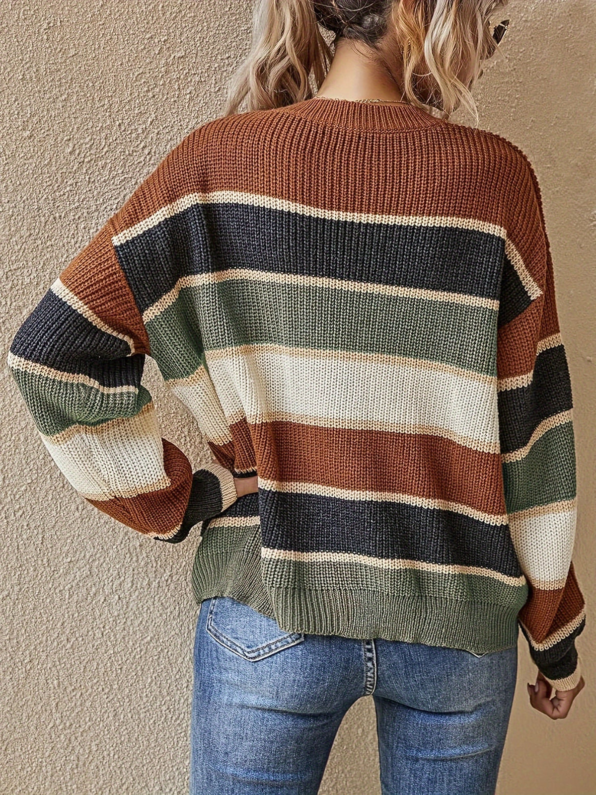 Women's Striped Colour Block Jumper