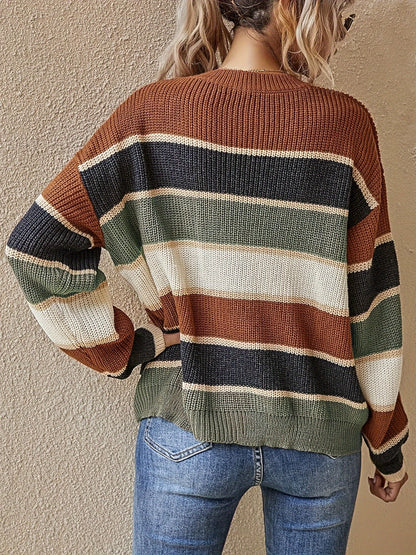 Women's Striped Colour Block Jumper