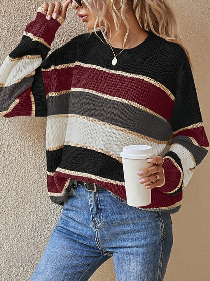 Women's Striped Colour Block Jumper