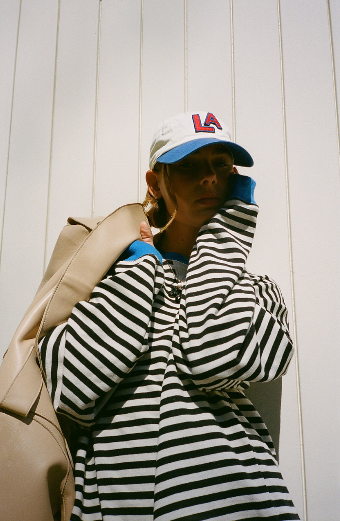 Women's Oversized Striped Contrast Sweatshirt