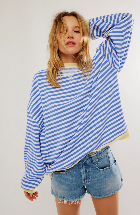 Women's Oversized Striped Contrast Sweatshirt