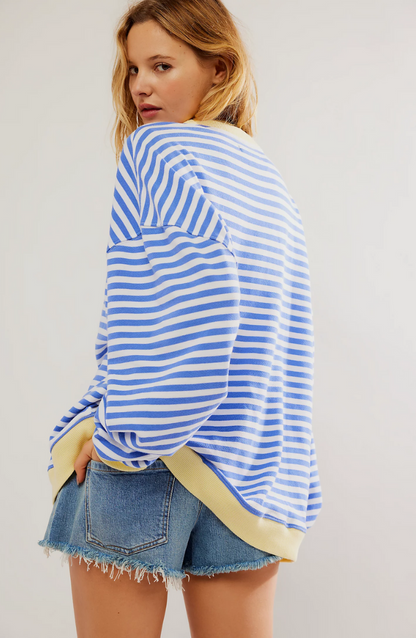 Women's Oversized Striped Contrast Sweatshirt