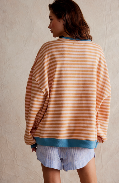 Women's Oversized Striped Contrast Sweatshirt