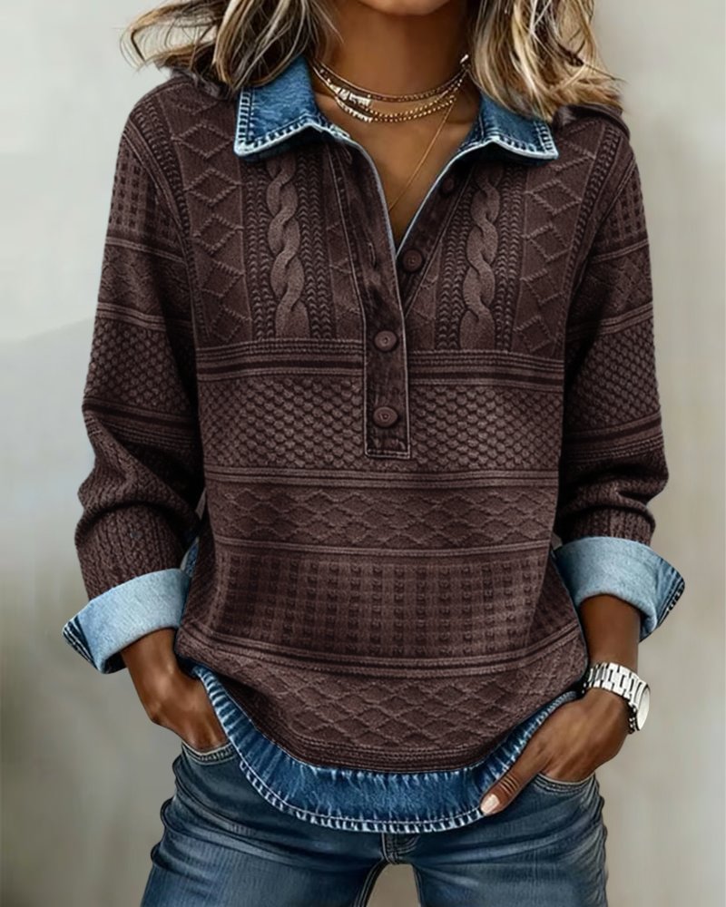 Women's Cable Knit Collared Jumper
