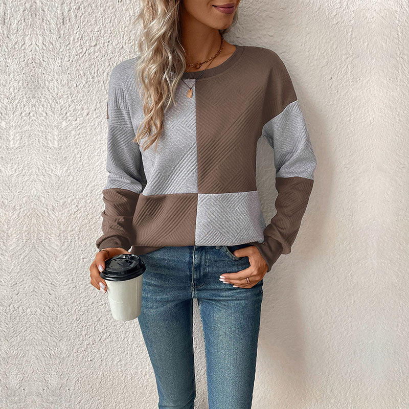 Women's Colour Block Check Sweatshirt