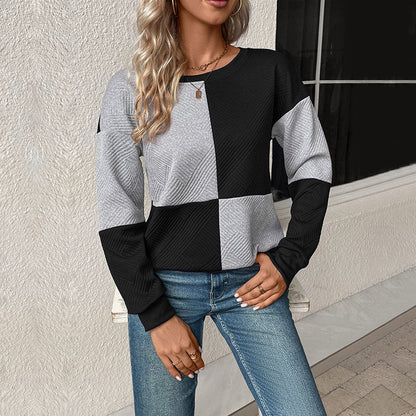 Women's Colour Block Check Sweatshirt