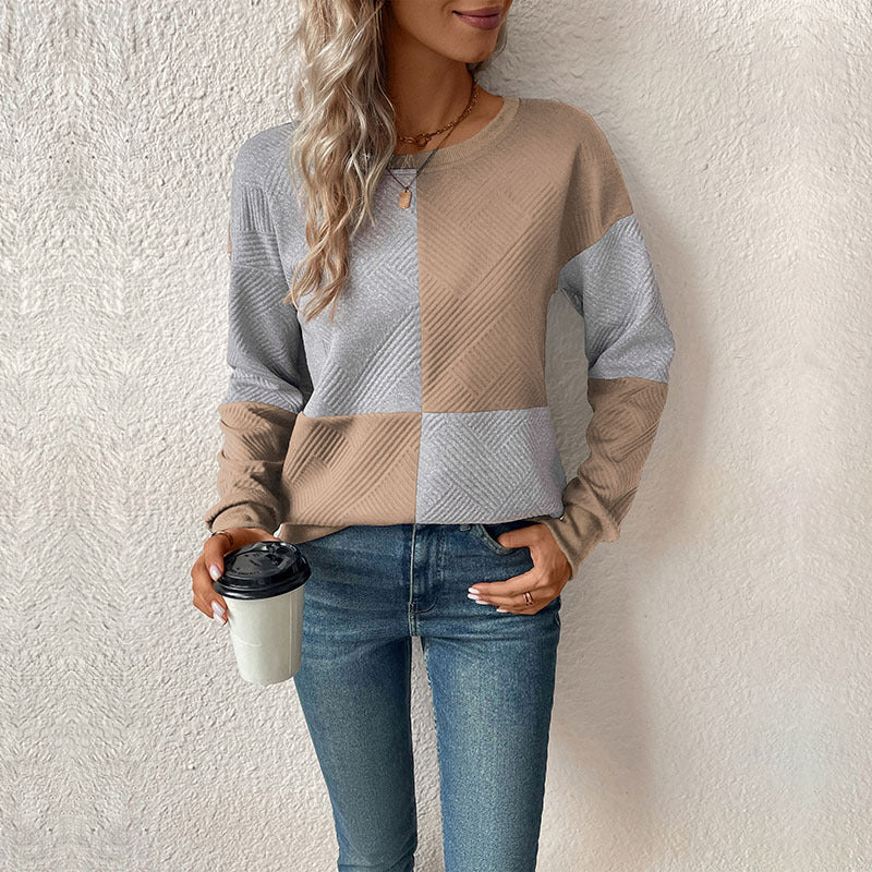 Women's Colour Block Check Sweatshirt