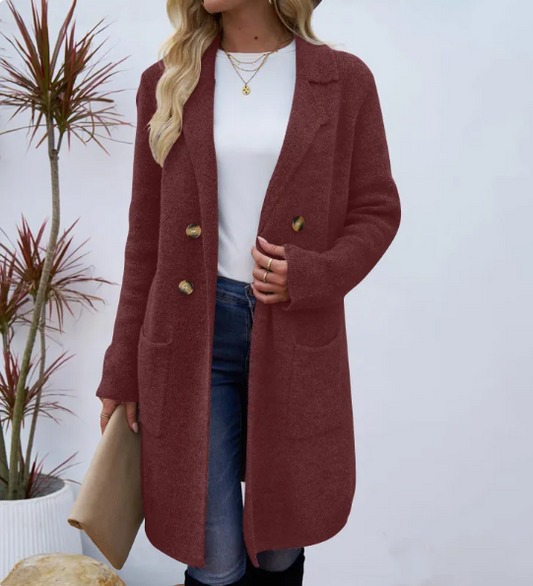 Women's Relaxed Gold Button Coat