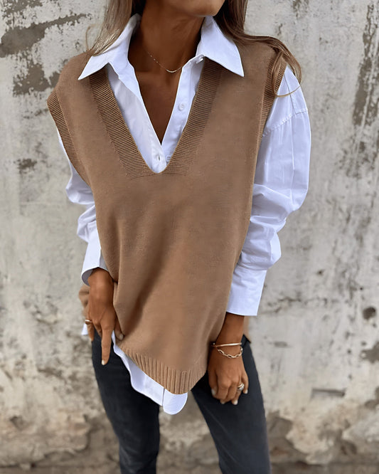 Women's Deep V-Neck Knit Vest