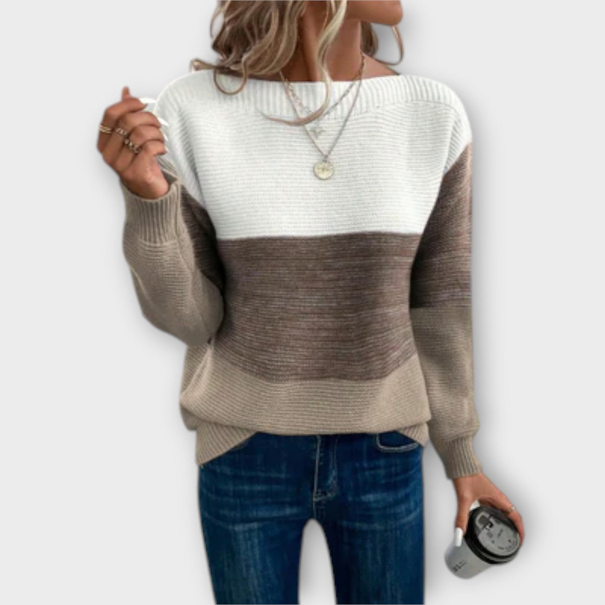 Women's Colour Block Stripe Jumper
