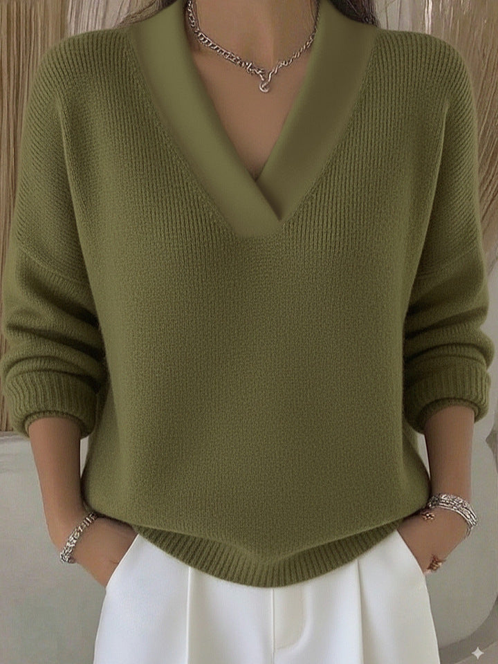 Women's Deep V-Neck Knit Jumper
