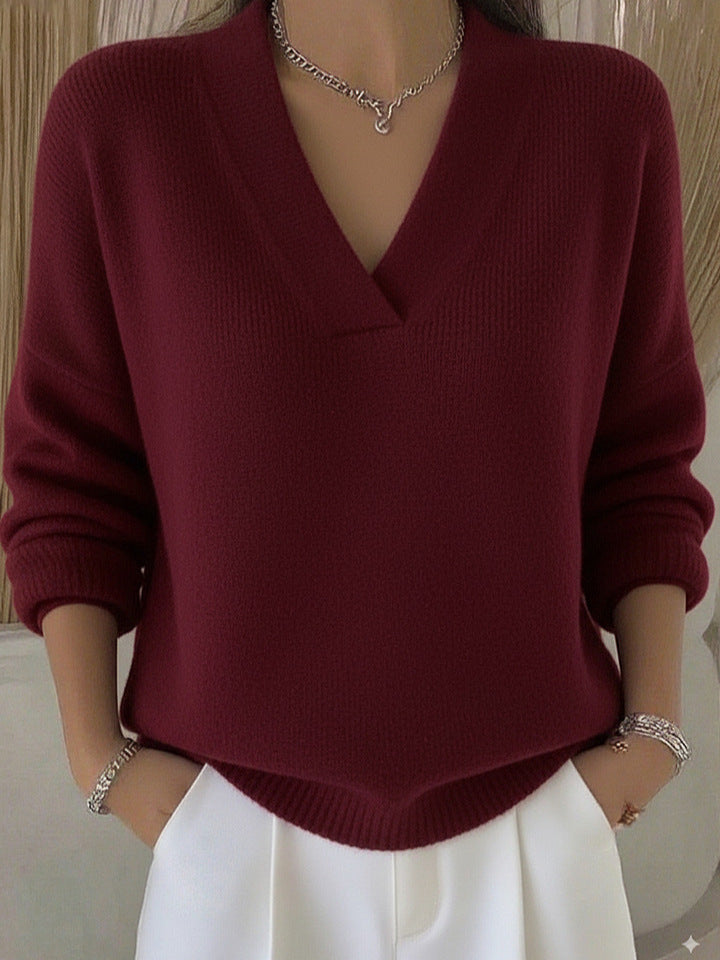 Women's Deep V-Neck Knit Jumper