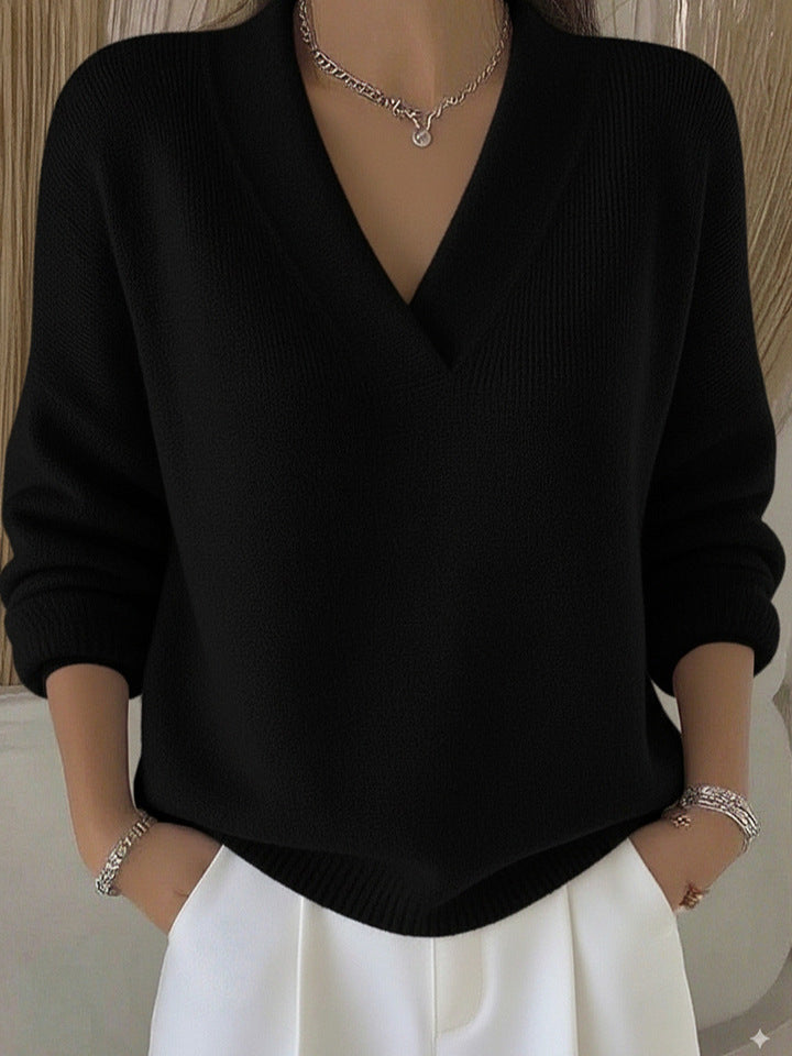 Women's Deep V-Neck Knit Jumper