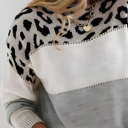 Women's Leopard Colour Block Jumper