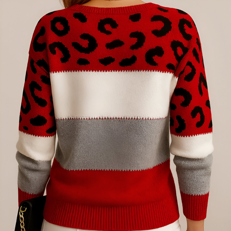 Women's Leopard Colour Block Jumper
