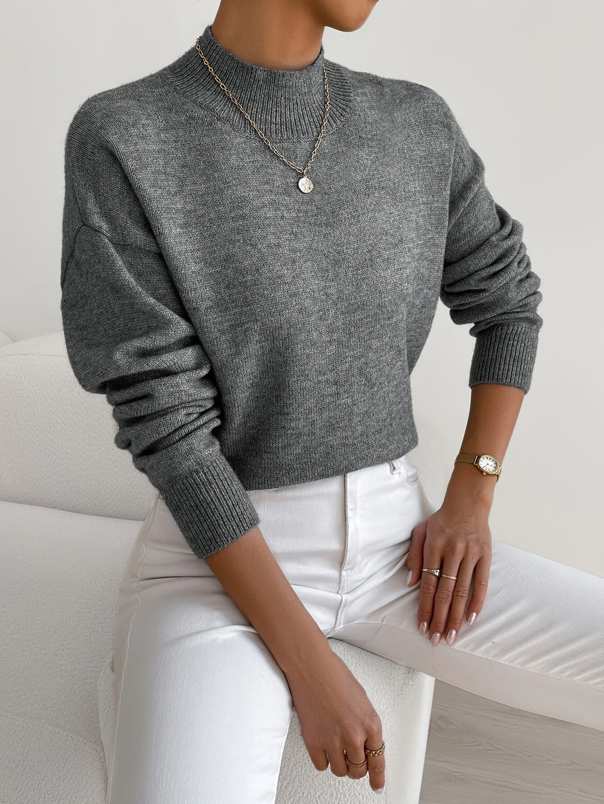 Women's Relaxed Mock Neck Jumper