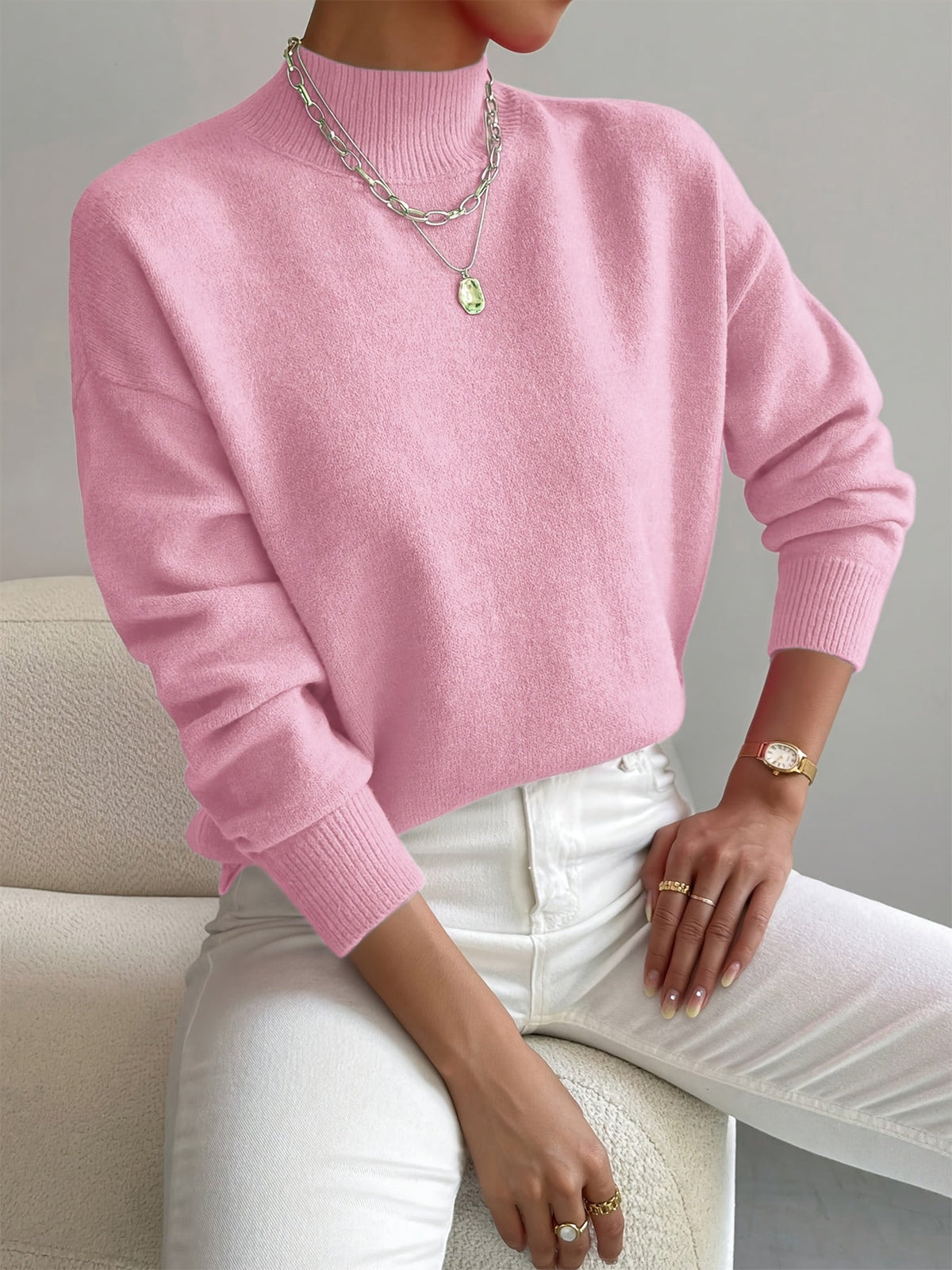 Women's Relaxed Mock Neck Jumper