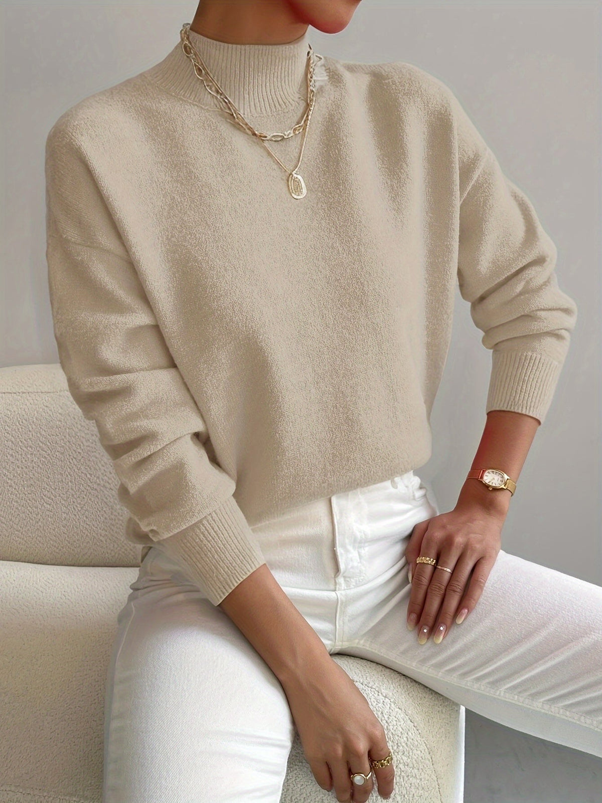 Women's Relaxed Mock Neck Jumper