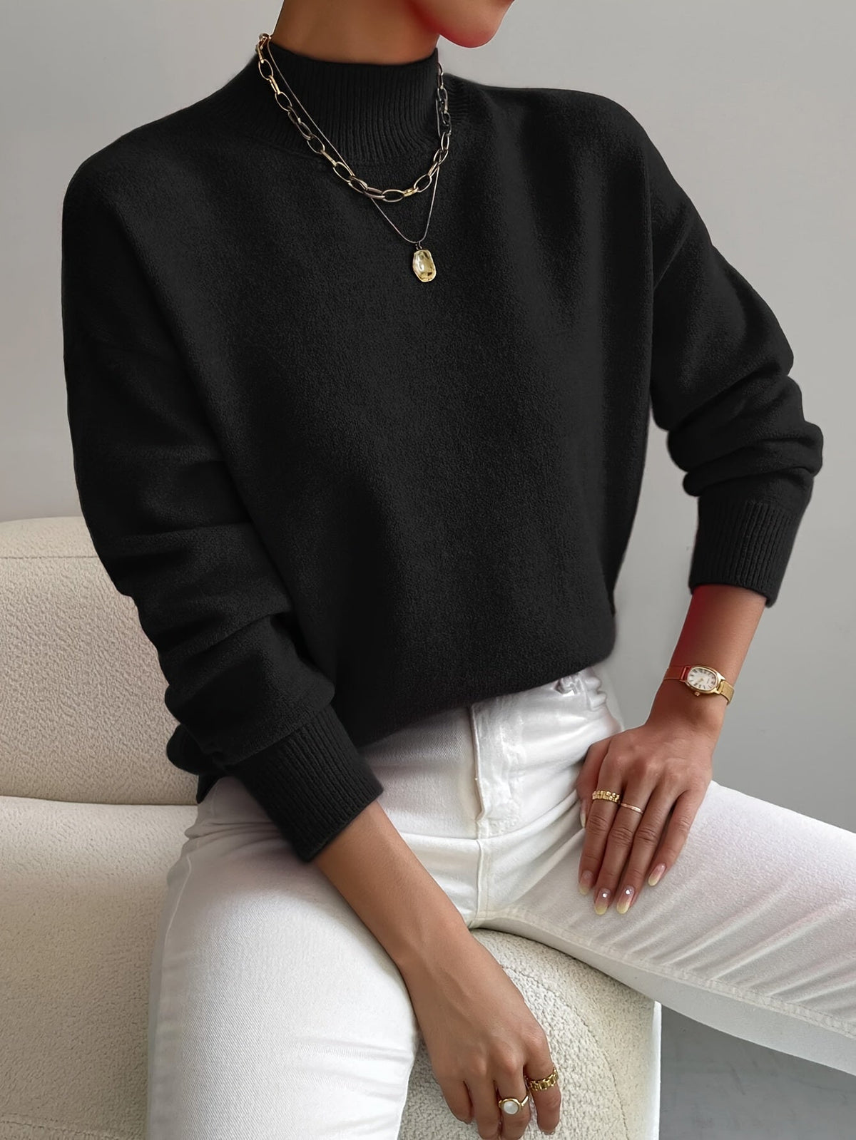 Women's Relaxed Mock Neck Jumper