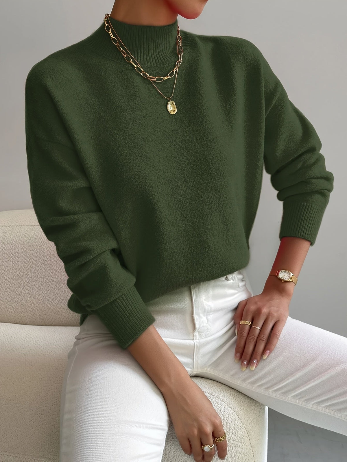 Women's Relaxed Mock Neck Jumper