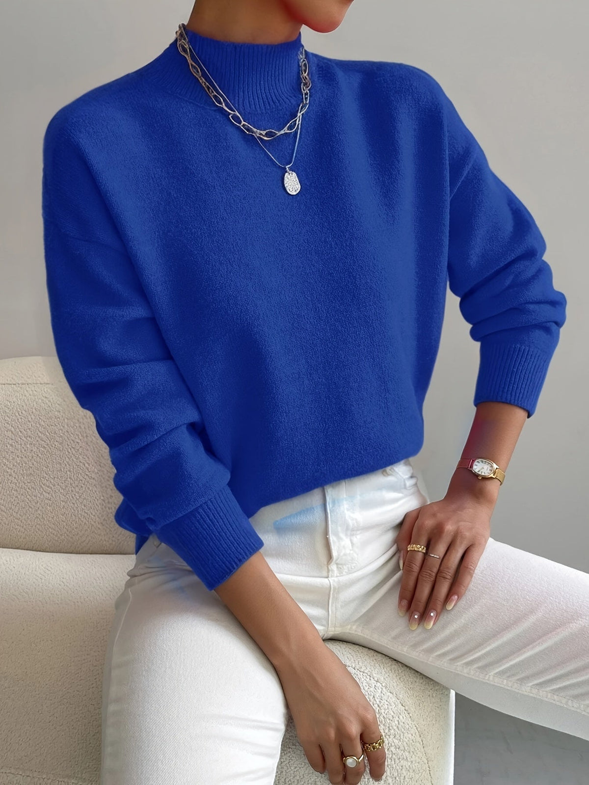 Women's Relaxed Mock Neck Jumper