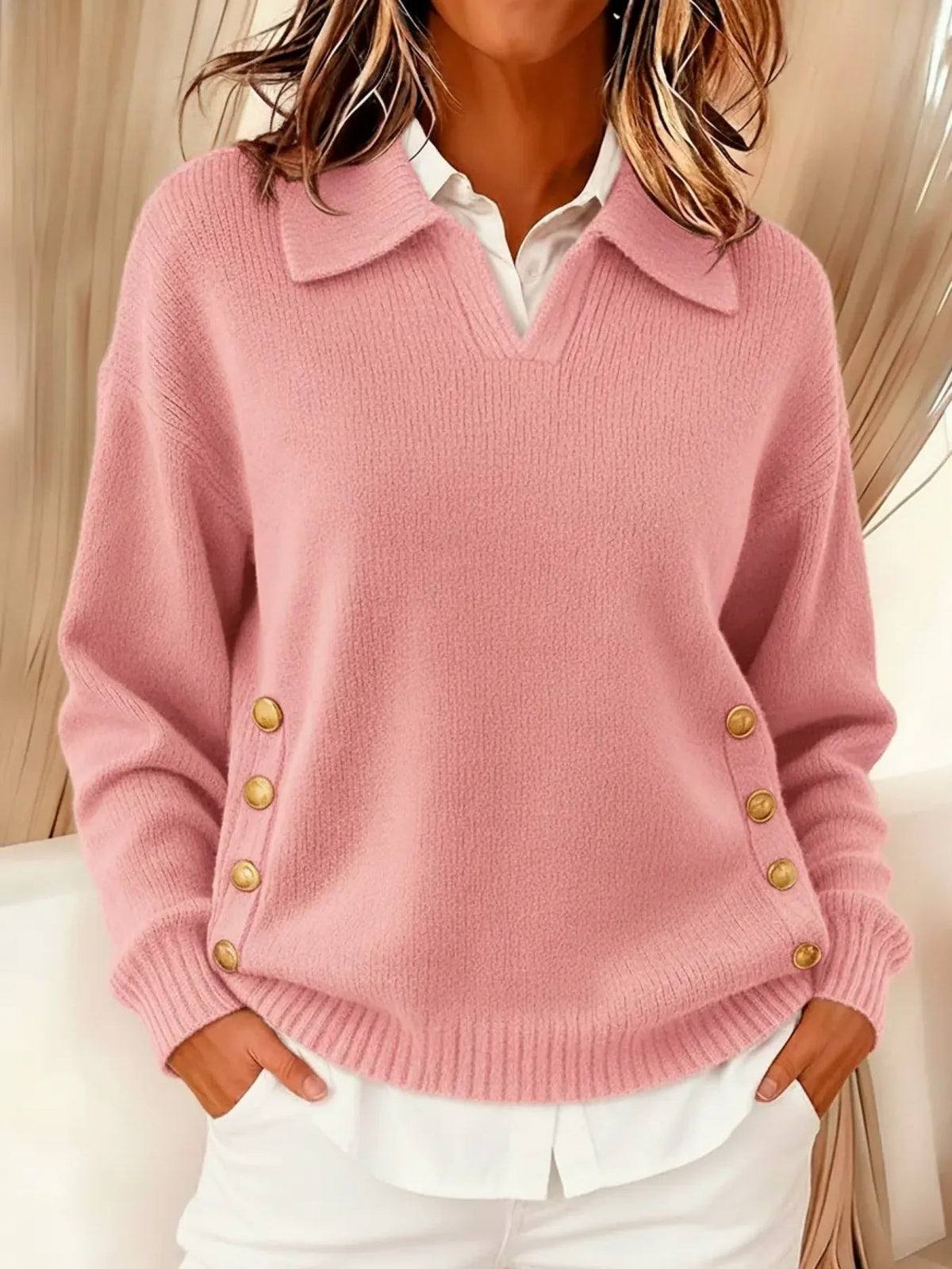 Women's Knit Polo Collar Jumper