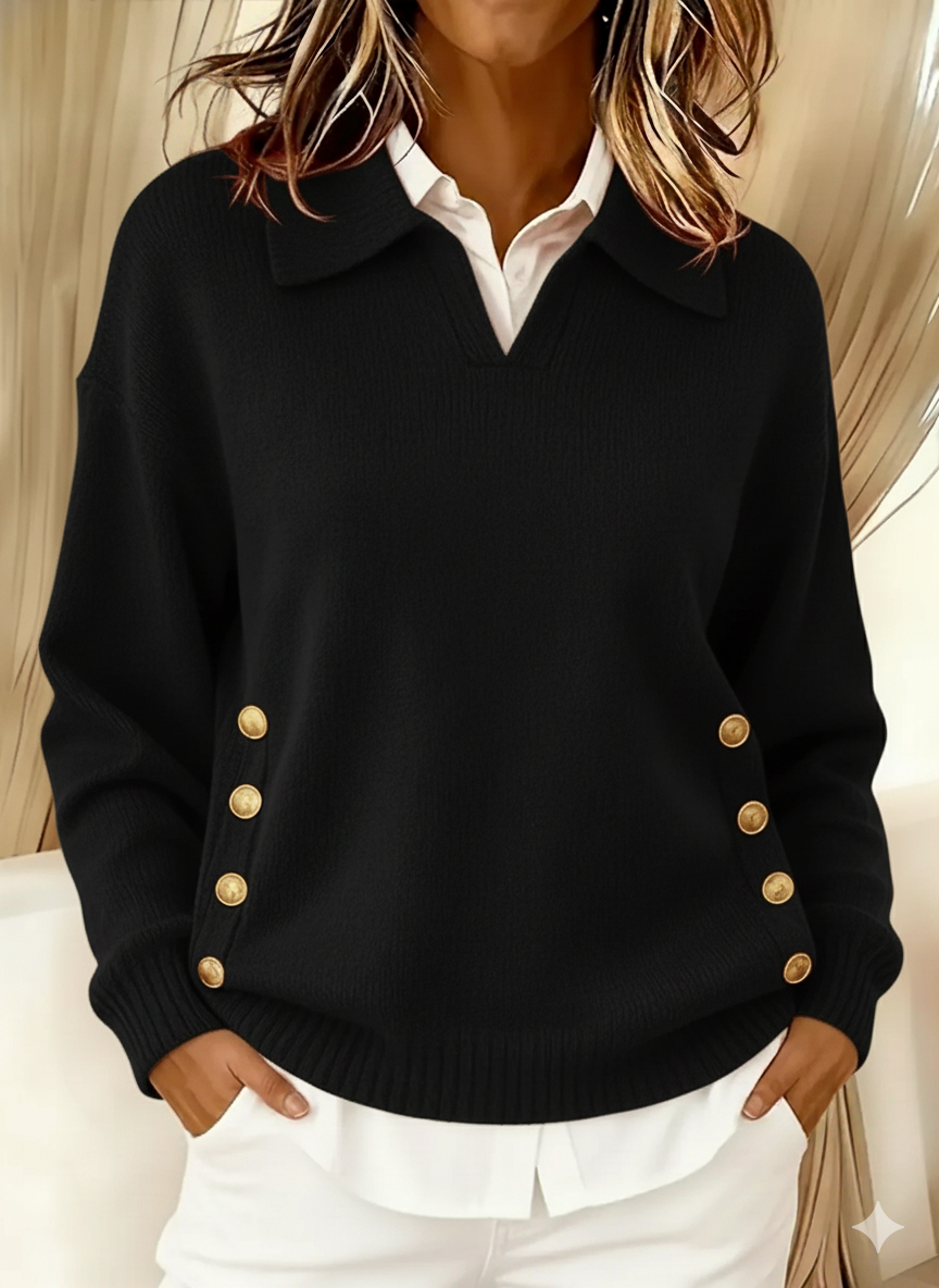 Women's Knit Polo Collar Jumper