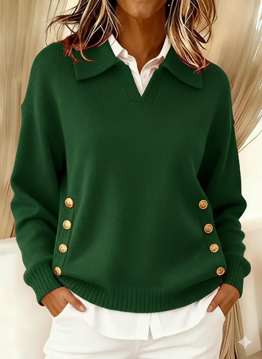 Women's Knit Polo Collar Jumper