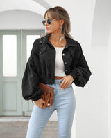 Women's Cropped Corduroy Puff Jacket