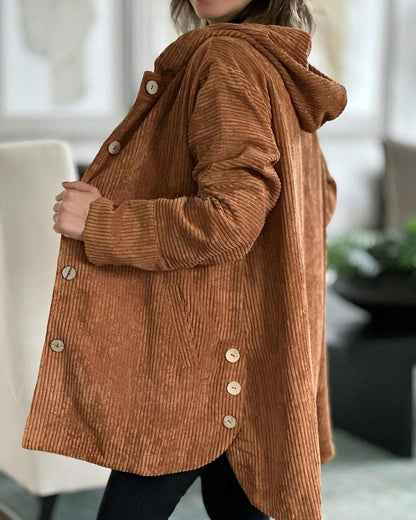 Women's Hooded Corduroy Casual Jacket