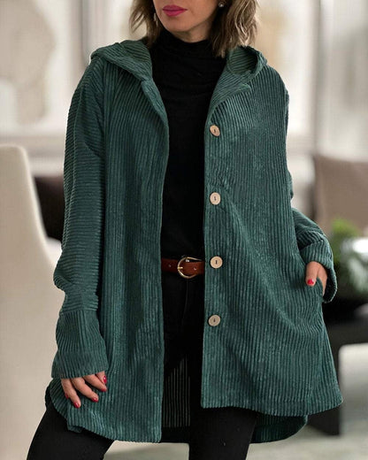 Women's Hooded Corduroy Casual Jacket