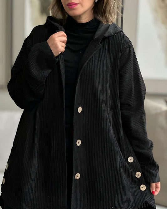 Women's Hooded Corduroy Casual Jacket