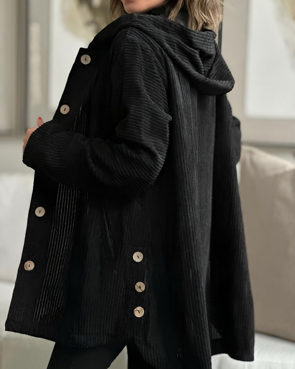 Women's Hooded Corduroy Casual Jacket