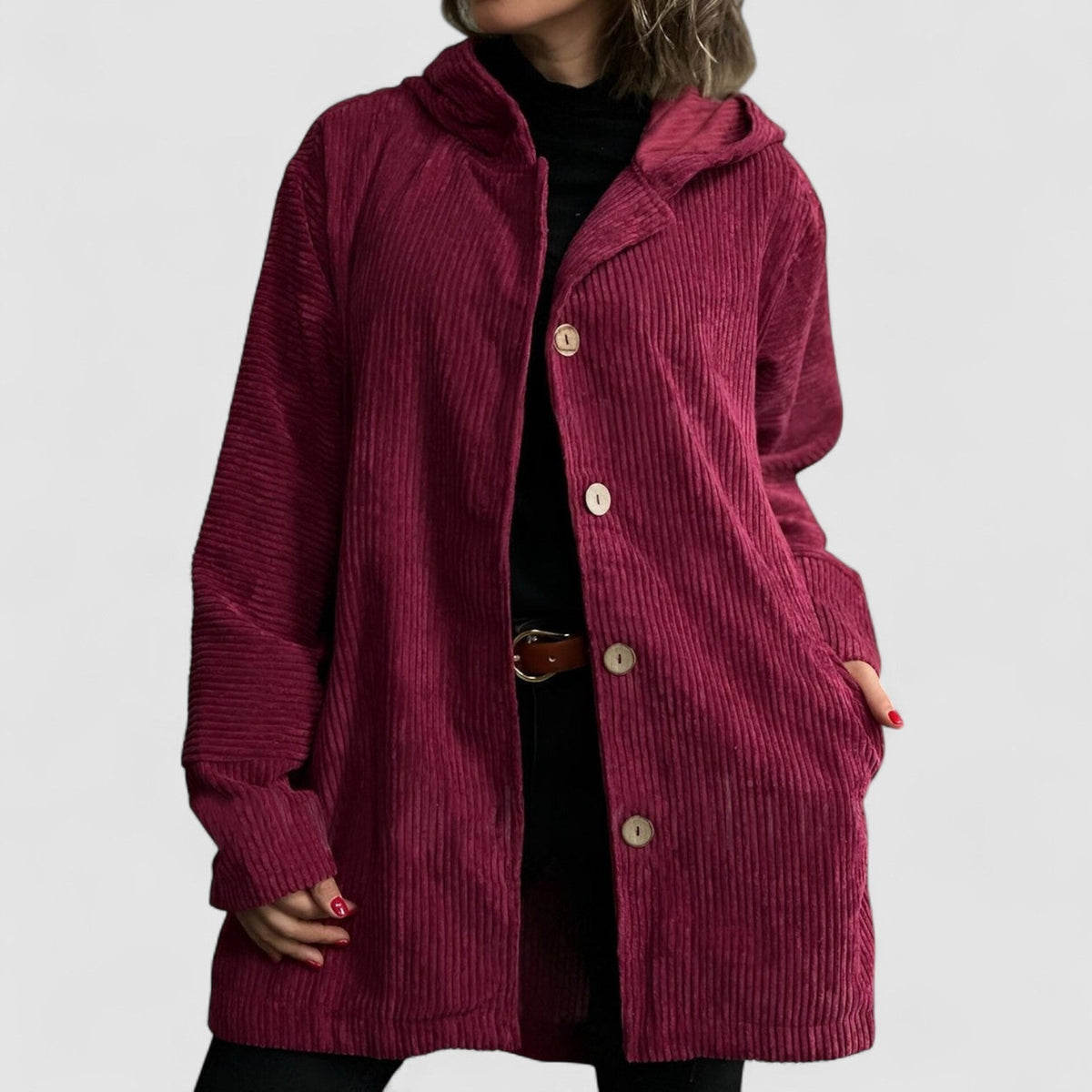 Women's Hooded Corduroy Casual Jacket