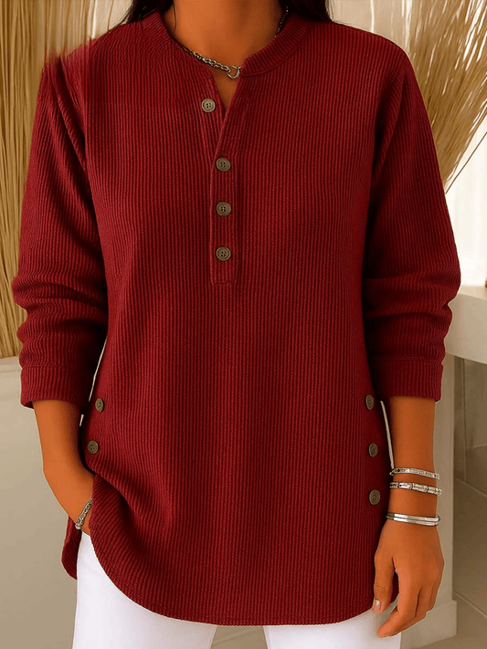Women's Ribbed Henley Tunic Top