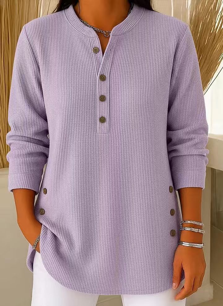Women's Ribbed Henley Tunic Top
