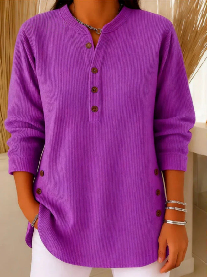 Women's Ribbed Henley Tunic Top