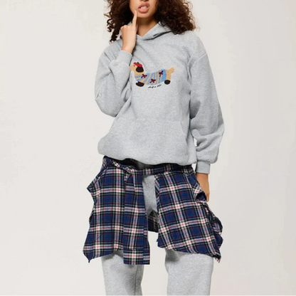 Women's Embroidered Dachshund Oversized Hoodie