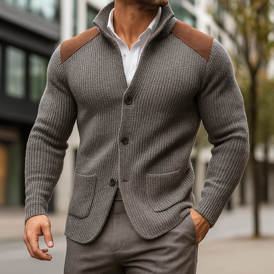 Men's Stand Collar Knit Cardigan