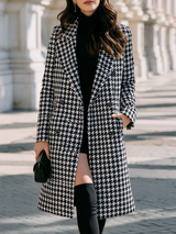 Women's Houndstooth Double Breasted Coat