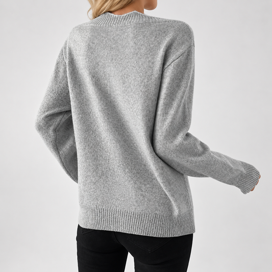 Women's Bow Print V-Neck Jumper