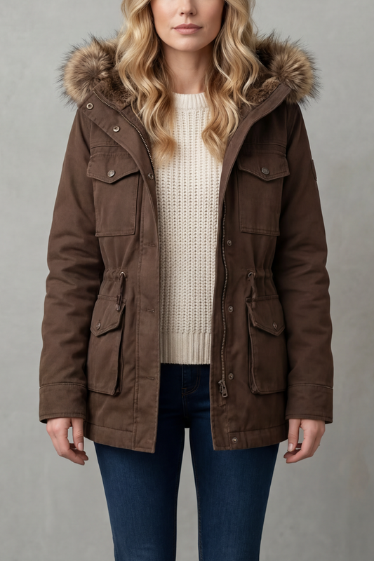 Women's Fur-Trim Hooded Winter Parka