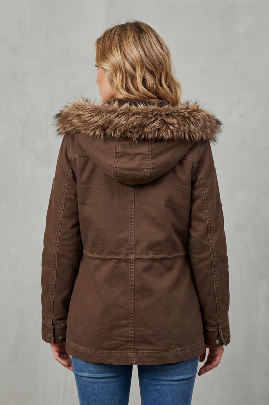 Women's Fur-Trim Hooded Winter Parka