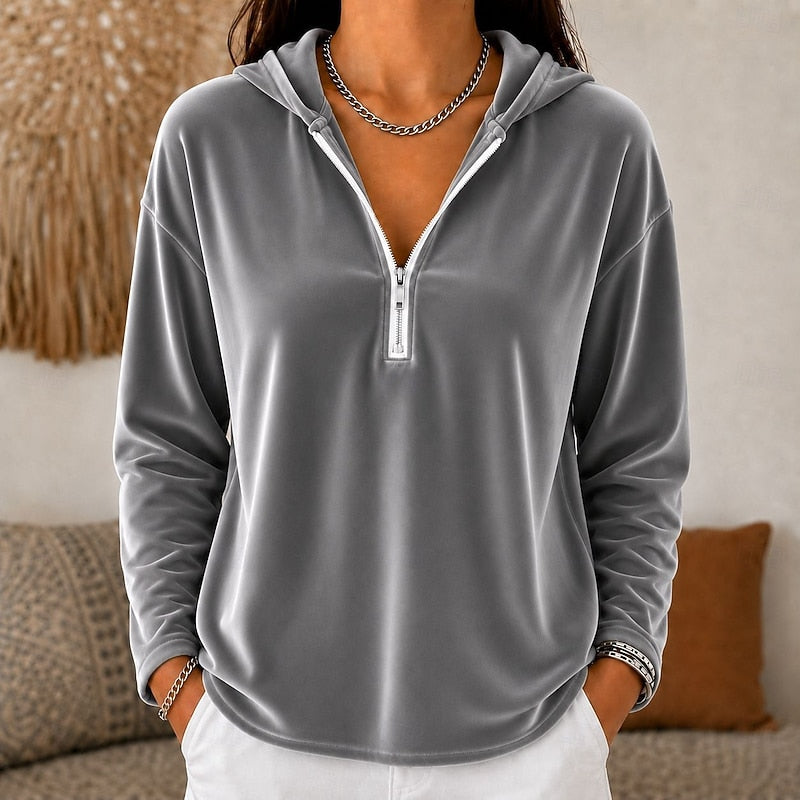 Women's Ribbed Fleece Half-Zip Sweatshirt