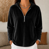 Women's Ribbed Fleece Half-Zip Sweatshirt